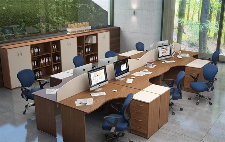 Офисный комплект мебели IMAGO три стола, 2 шкафа, стеллаж, тумба в Чите - изображение 4